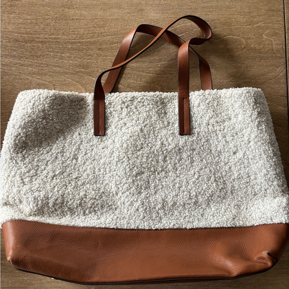 J. Jill Handbags - J. Jill Cream and Brown Tote Bag